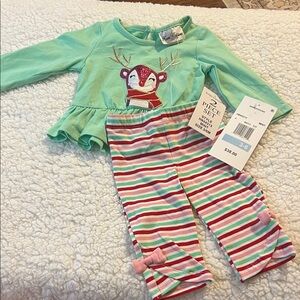 Rare Editions Green and Red Reindeer Outfit